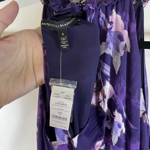 NWT White House Black Market Iris Bouquet Floral Burnout Smock-Neck Midi Dress 6 - Picture 8 of 9